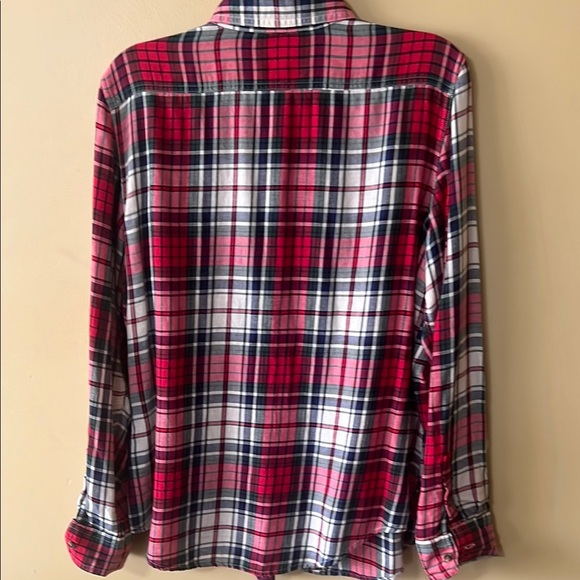 Chaps Red and White Casual Button Down Shirt - Picture 8 of 8